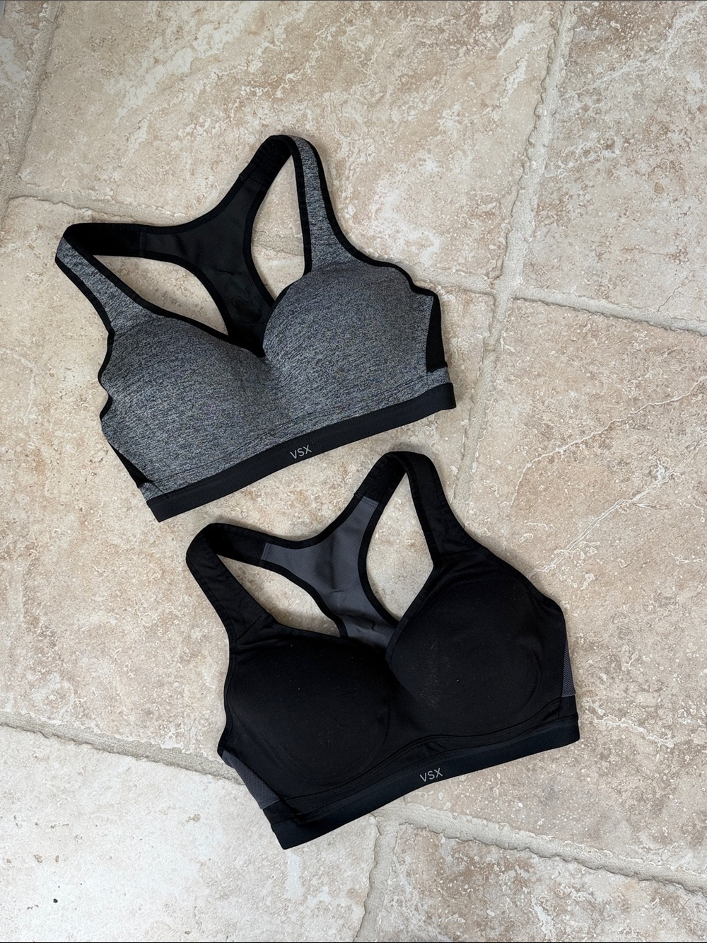 VSX Racerback High-Support Sports Bras 34D in Black and Heather Gray (Set of 2)